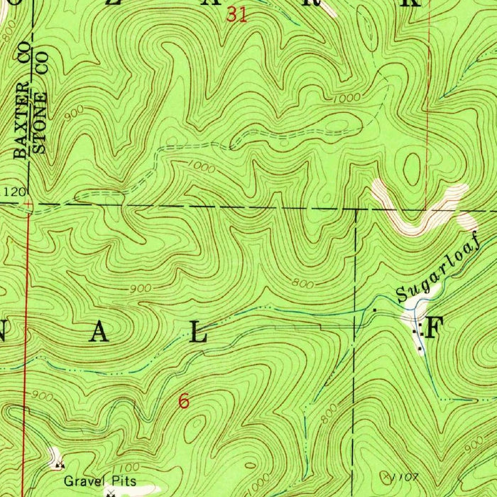 Old Map of Calico Rock, Arkansas by USGS, 1964 – White River & Ozark National Forest