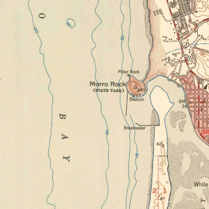 Old Map of Cayucos, California by USGS, 1951 – Morro Bay & Morro Rock