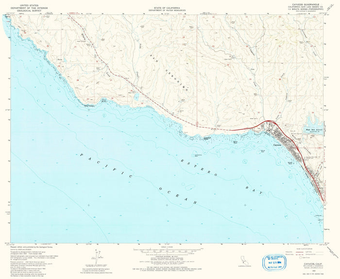 Old Map of Cayucos, California by USGS, 1965 – Estero Bay & Pacific Coast
