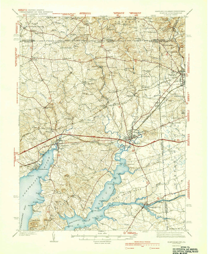 Old Map of Chesapeake City, Maryland by USGS, 1942 – North East, Elkton & Bohemia River