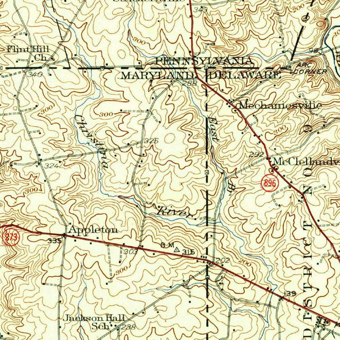 Old Map of Chesapeake City, Maryland by USGS, 1942 – North East, Elkton & Bohemia River