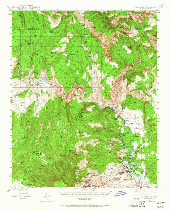 Old Map of Clarkdale, Arizona by USGS, 1944 – Verde River & Cottonwood
