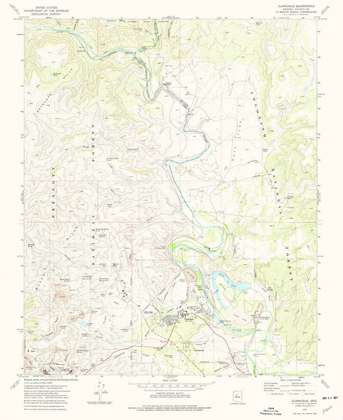 Old Map of Clarkdale, Arizona by USGS, 1973 – Verde River, Cottonwood & Mingus Mountain
