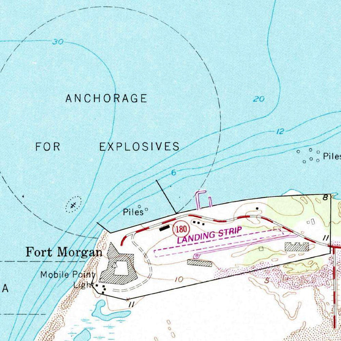 Old Map of Fort Morgan, Alabama by USGS, 1958 – Mobile Point, Pelican Point & Gulf of Mexico