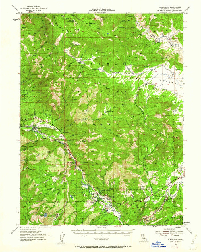 Old Map of Graeagle, California by USGS, 1956 – Blairsden, Feather River & Sierra Nevada