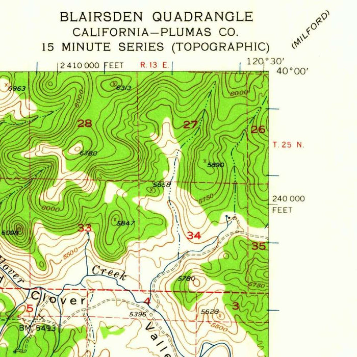 Old Map of Graeagle, California by USGS, 1956 – Blairsden, Feather River & Sierra Nevada