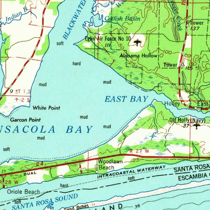 Old Map of Gulf Shores, Alabama by USGS, 1957 – Orange Beach, Pensacola & Perdido Key