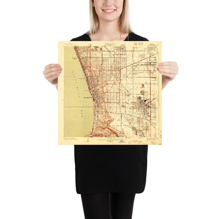 Old Map of Hermosa Beach, California by USGS, 1934 – Manhattan Beach, Redondo Beach & Torrance