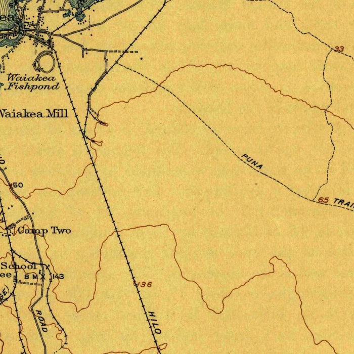 Old Map of Hilo, Hawaii by USGS, 1917 – Hilo Bay & Waiakea Forest Reserve