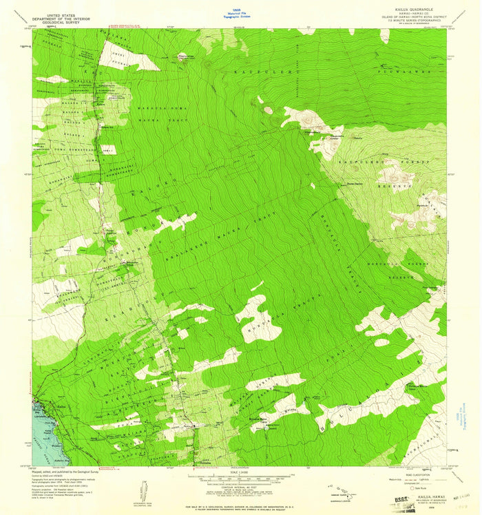 Old Map of Kailua-Kona, Hawaii by USGS, 1959 – Hualalai Volcano & Kona Coast