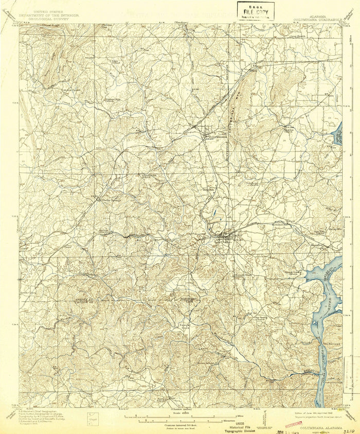 Old Map of Lay Lake, Alabama by USGS, 1911 – Columbiana & Shelby County