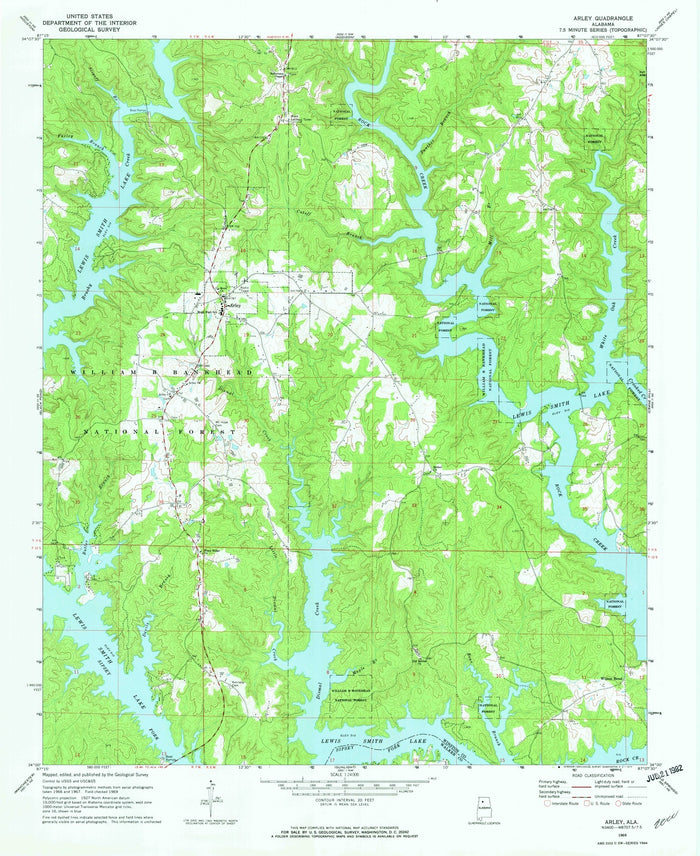 Old Map of Lewis Smith Lake, Alabama by USGS, 1969 – Arley & Appalachian Foothills