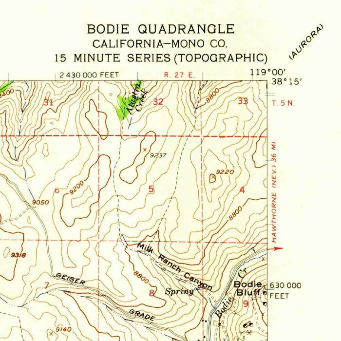Old Map of Mono Lake, California by USGS, 1958 – Bodie, Mono Basin & Tioga Pass