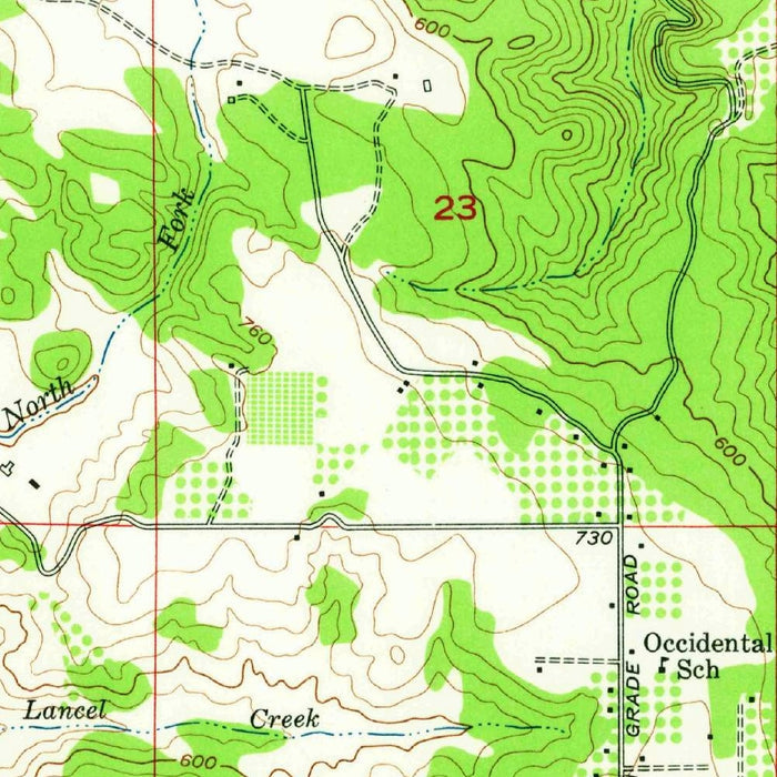 Old Map of Occidental, California by USGS, 1954 – Camp Meeker, Russian River & Bohemian Grove