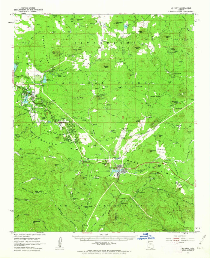 Old Map of Pinetop-Lakeside, Arizona by USGS, 1961 – Show Low, Sitgreaves National Forest & Rainbow Lake