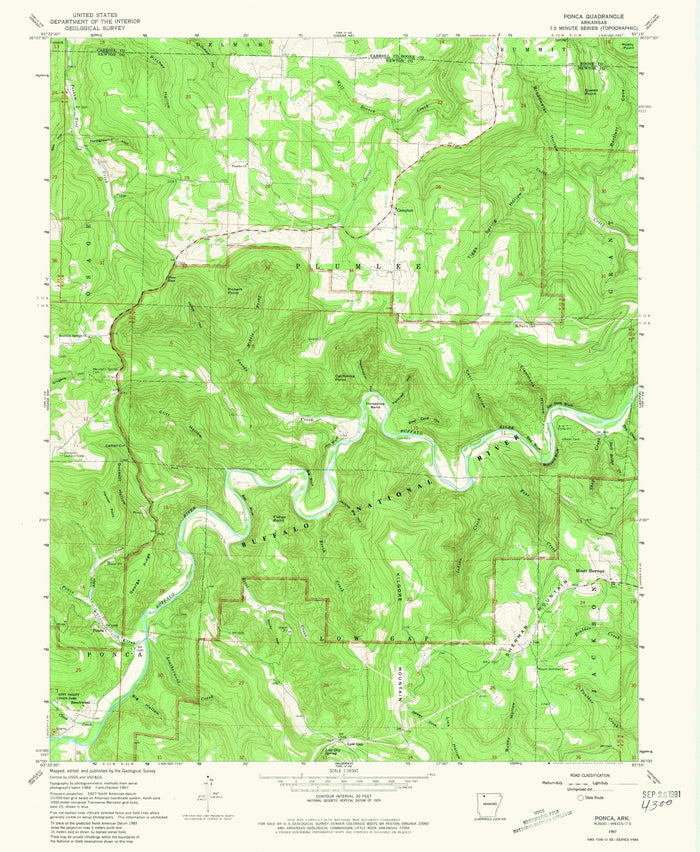 Old Map of Ponca, Arkansas by USGS, 1967 – Buffalo River & Ozark National Forest