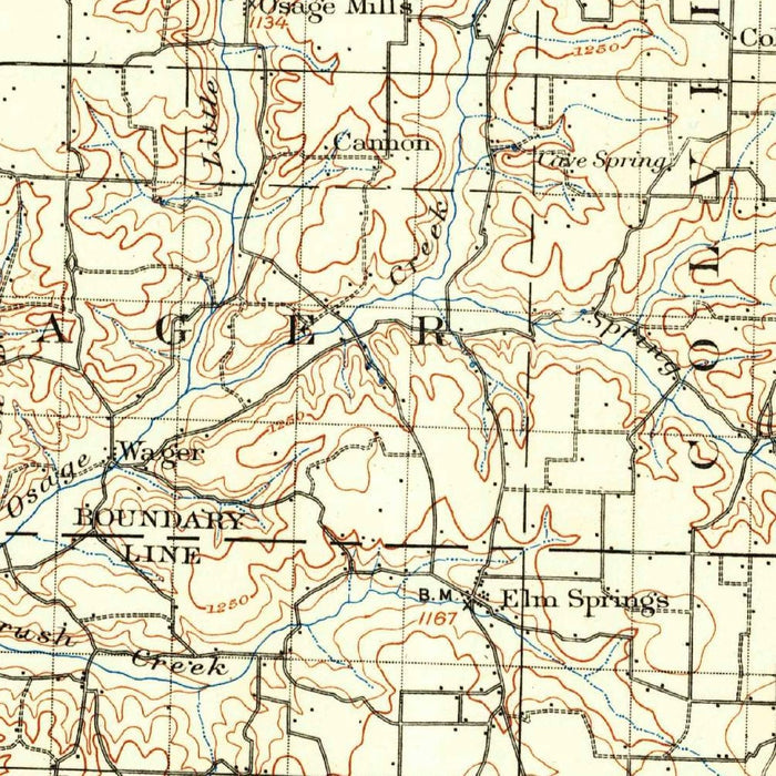 Old Map of Rogers, Arkansas by USGS, 1899 – Fayetteville, Springdale & Bentonville