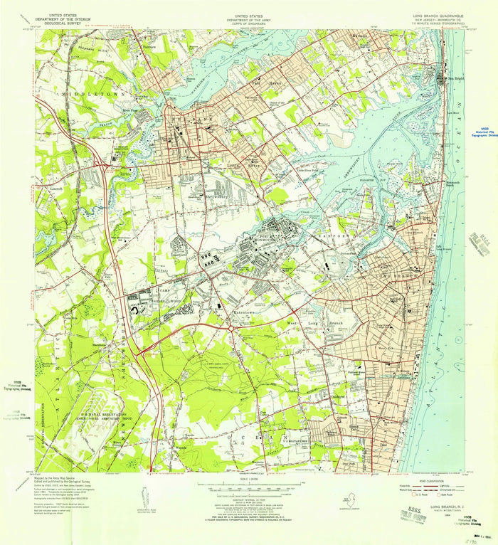 Old Map of Rumson, New Jersey by USGS, 1954 – Red Bank, Long Branch & Sandy Hook