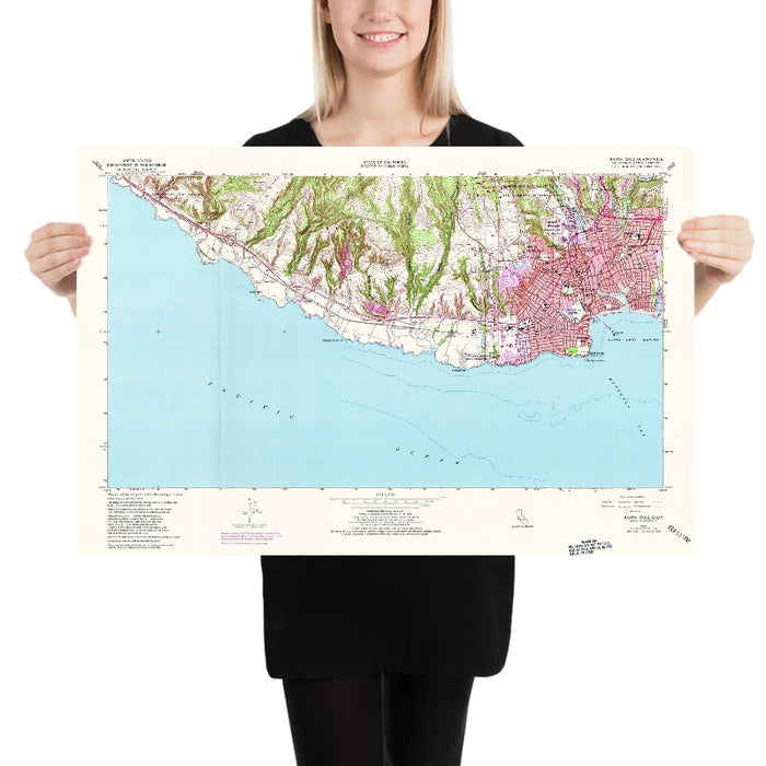 Old Map of Santa Cruz, California by USGS, 1954 – Monterey Bay & Pacific Coast Highway