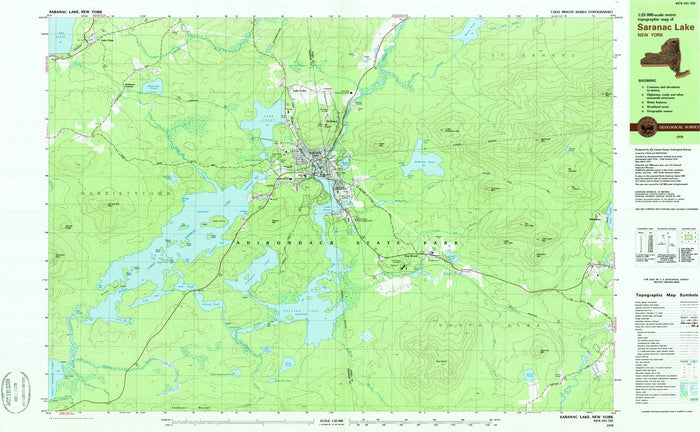 Old Map of Saranac Lake, New York by USGS, 1978 – Adirondack State Park & Lake Flower