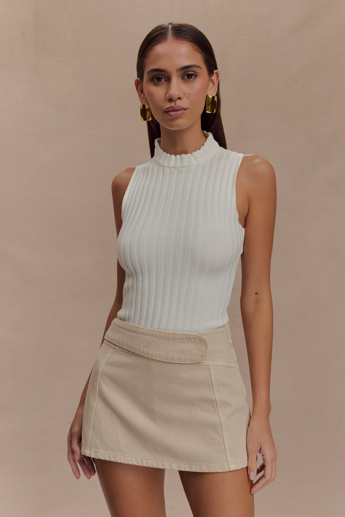 Oona Turtle Neck Knit Top - Ivory