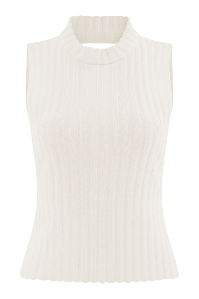 Oona Turtle Neck Knit Top - Ivory