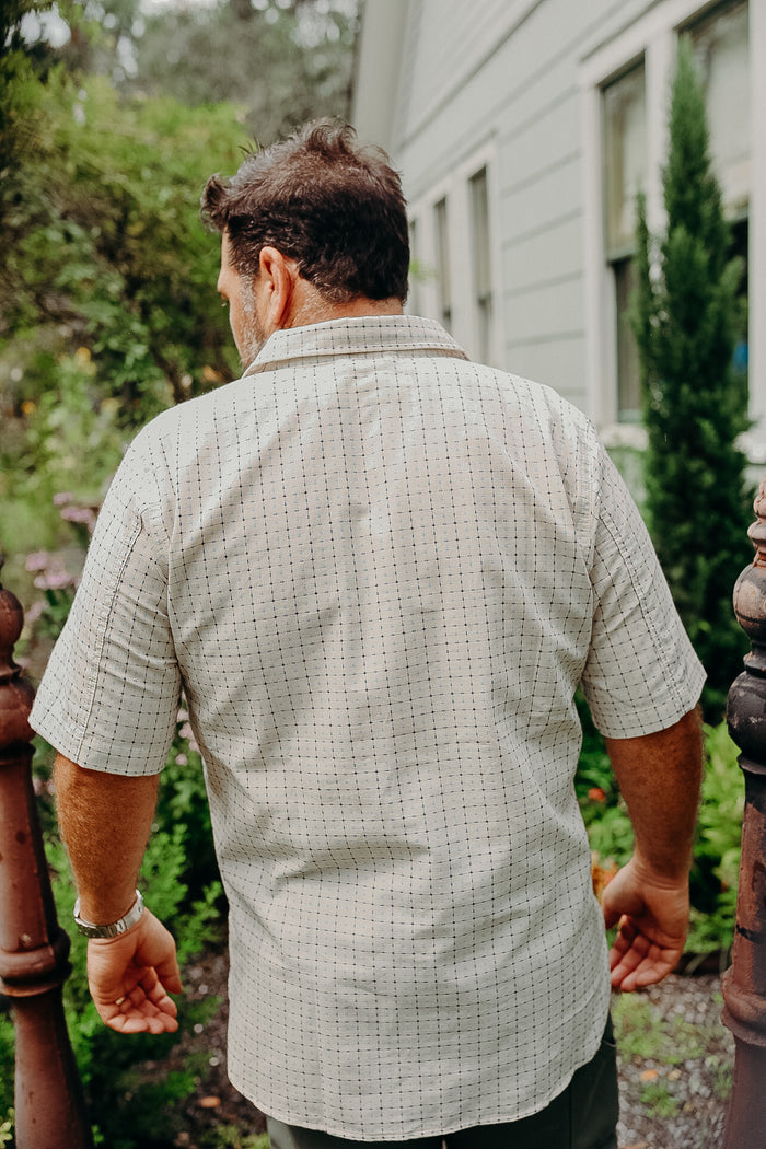 Oxford Shirt- Natural Sashiko Grid