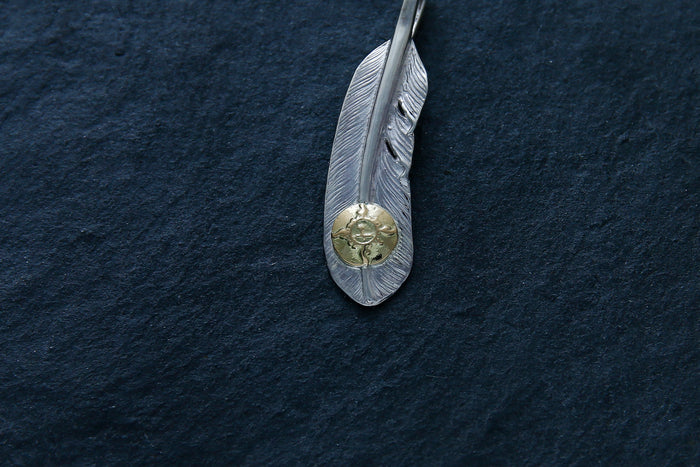 P-005R First Arrow's Feather Pendant with K18- S