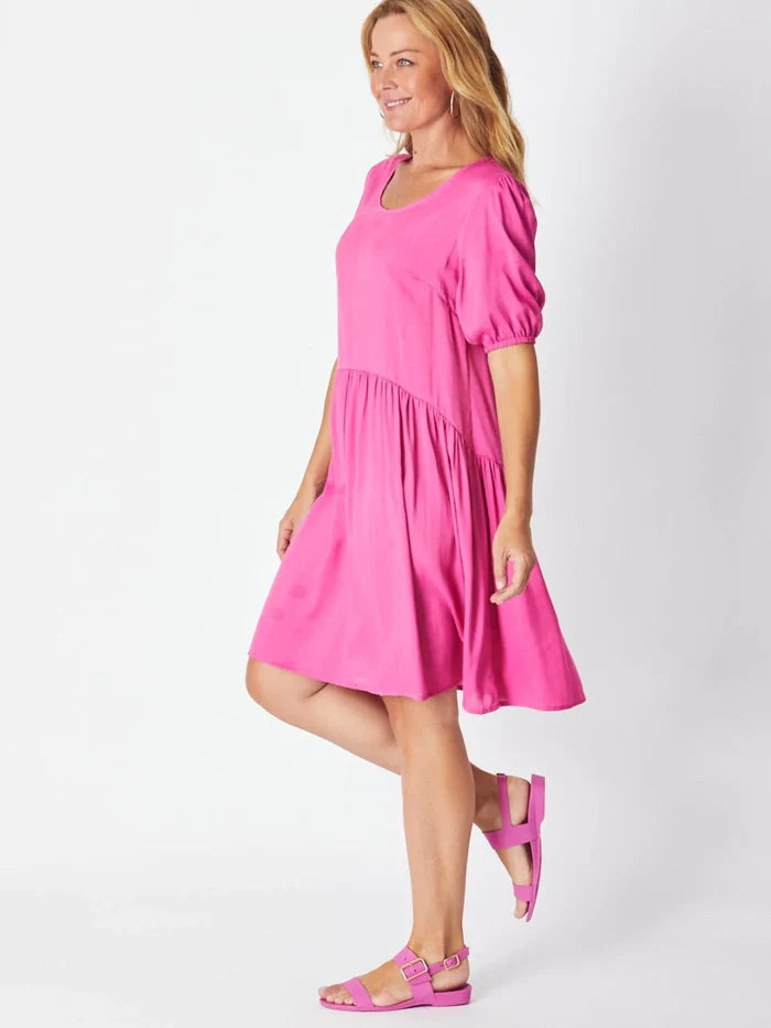 Paradise Tunic Midi Dress (Magenta)