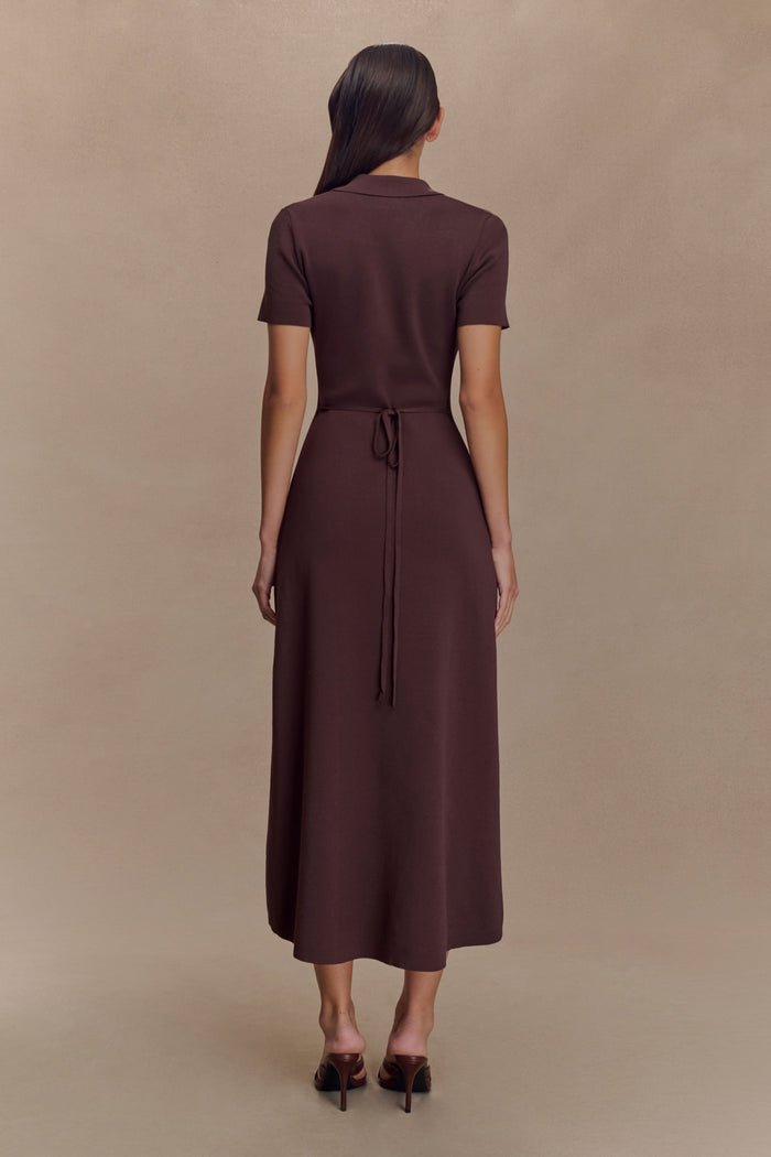 Pearson Short Sleeve Knit Midi Dress - Chocolate
