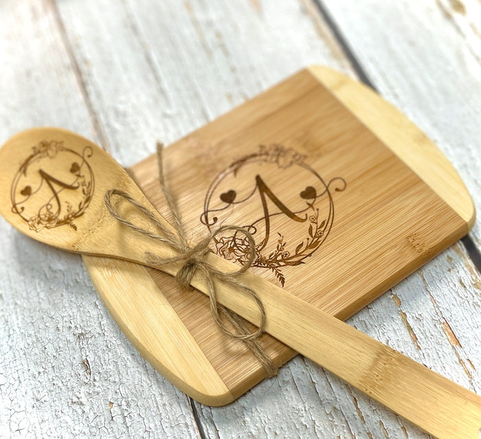 Personalized Cutting Board Wooden Spoon Set - Premium Housewares from Pat's Monograms - Just $21.95! Shop now at Pat's Monograms