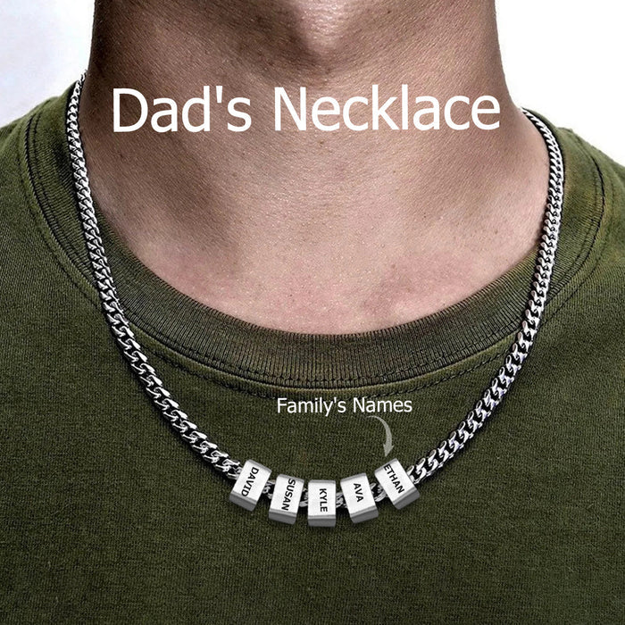 Personalized Family Gift, Custom Engraved Name Necklace, Dad's Necklace