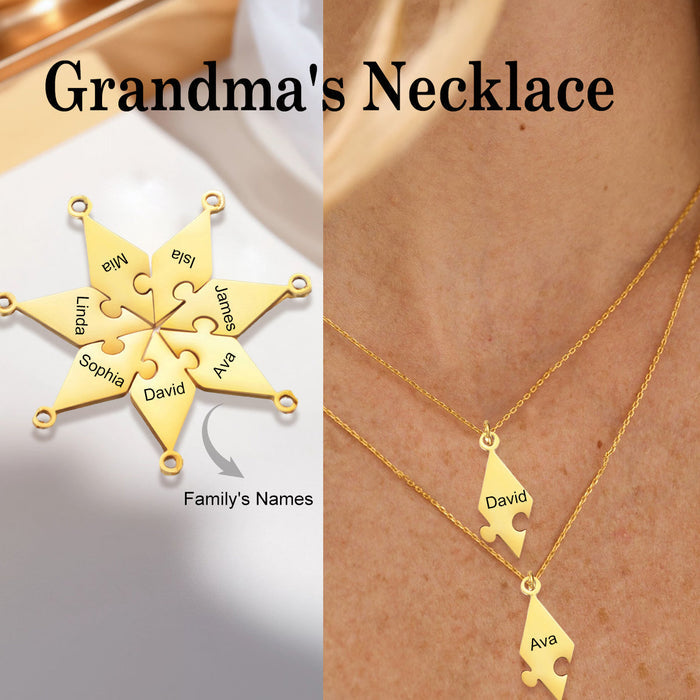 Personalized Name Star Puzzle Necklace, Family Friendship Gift