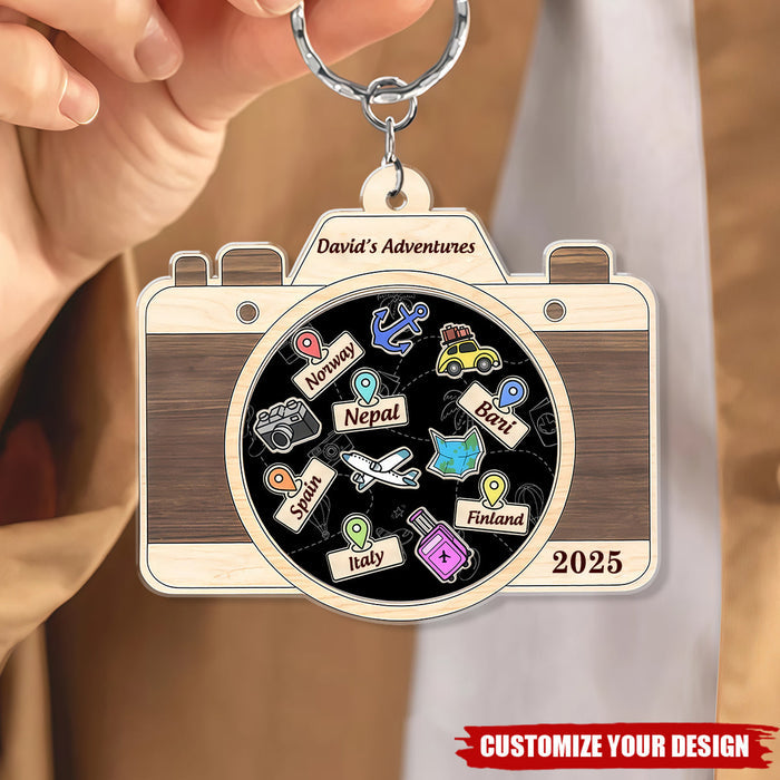 Personalized Travel Adventure Keychain, Custom Traveling Destination Keychain