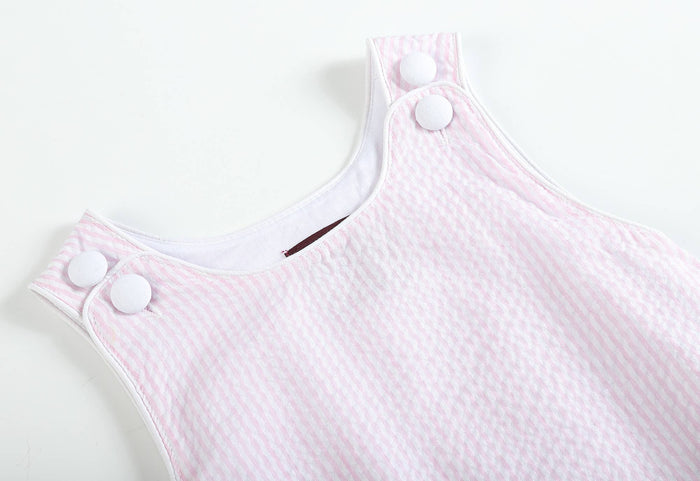 Pink Seersucker Bubble Romper - Premium Baby & Toddler Outfits from Lil Cactus - Just $32.95! Shop now at Pat's Monograms