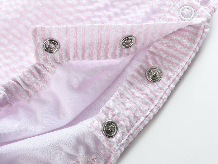 Pink Seersucker Bubble Romper - Premium Baby & Toddler Outfits from Lil Cactus - Just $32.95! Shop now at Pat's Monograms