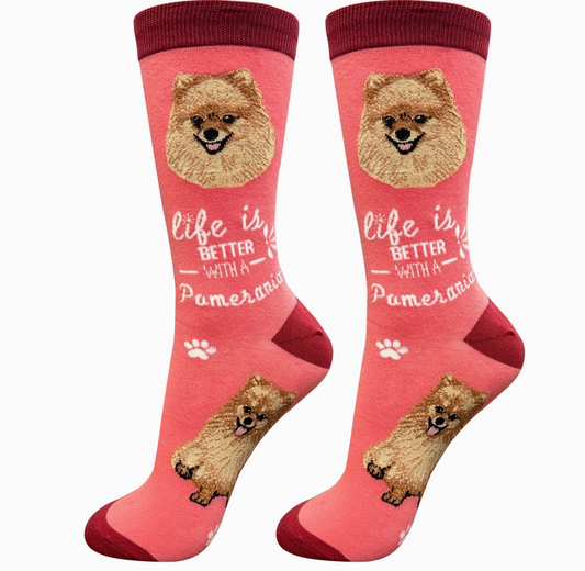 Pomeranian - Life is Better Socks - Premium Socks from Sock Daddy - Just $10.95! Shop now at Pat's Monograms