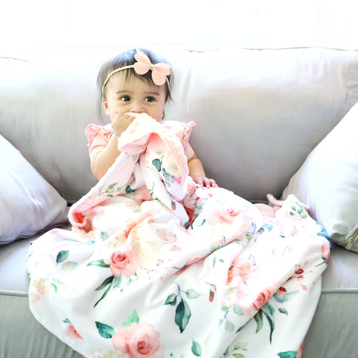 Premium Baby & Toddler Blanket - Peach Floral - Premium Swaddle from Honey Lemonade - Just $45.95! Shop now at Pat's Monograms