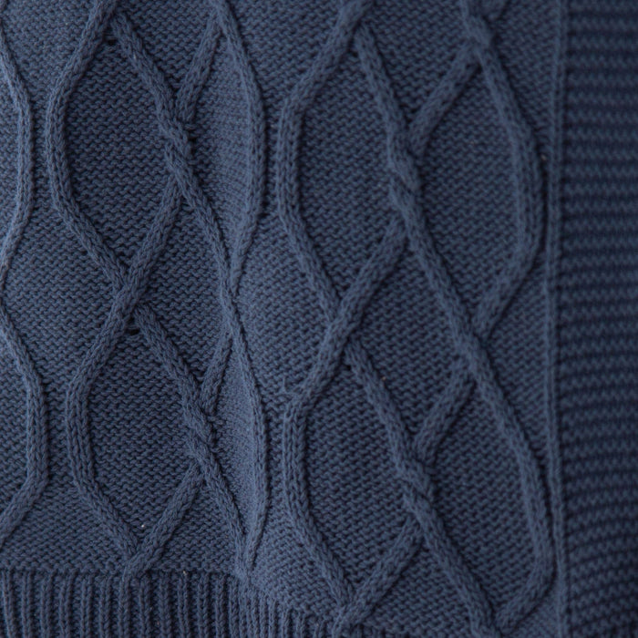 Quinn Chunky Diamond Knit Cotton Throw: Denim - Premium  from Tajik Home LLC - Just $62.95! Shop now at Pat's Monograms