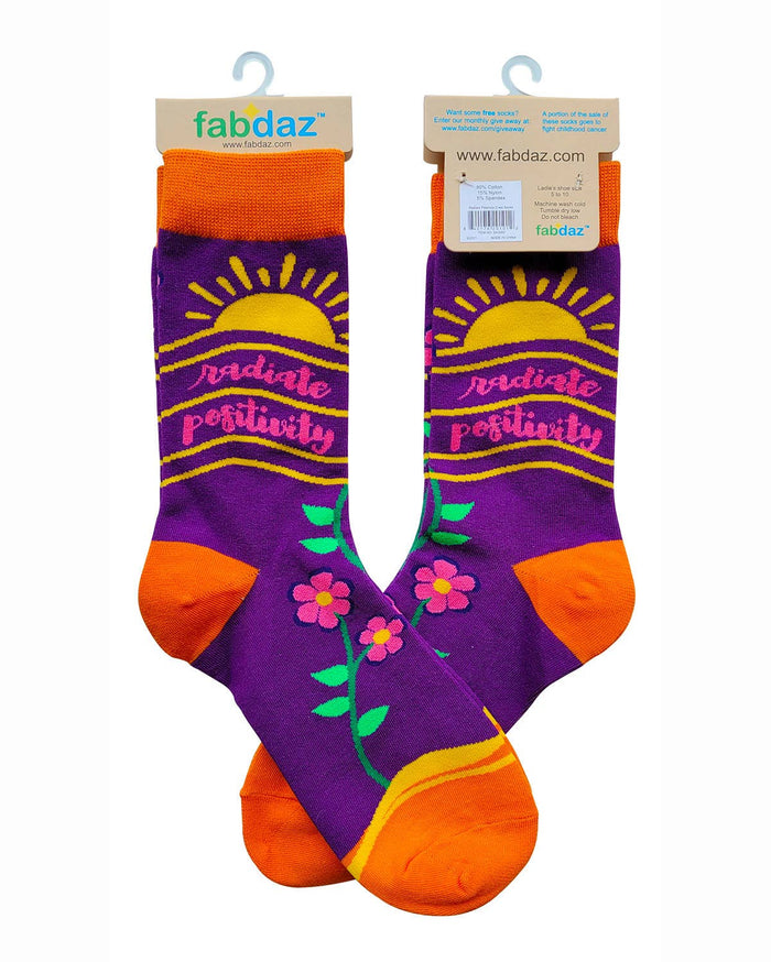 Radiate Positivity Ladies' Novelty Crew Socks - Premium socks from Fabdaz - Just $12.95! Shop now at Pat's Monograms