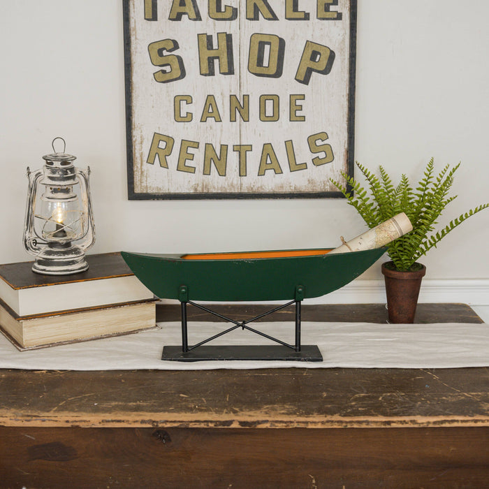 Ragon House - PAINTED GREEN BOAT ON STAND