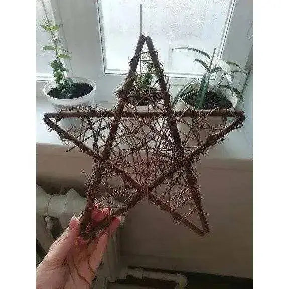 Rattan star wreaths Christmas decoration unfinished wreath natural wood