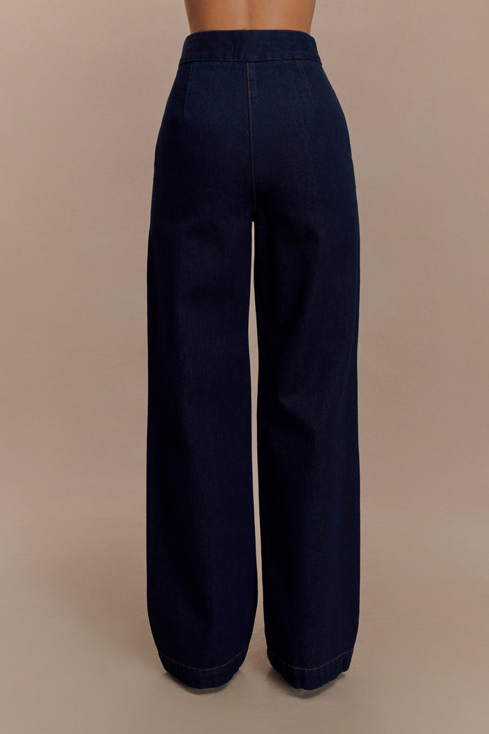 Rayne Wide Leg Denim Jeans - Indigo Blue
