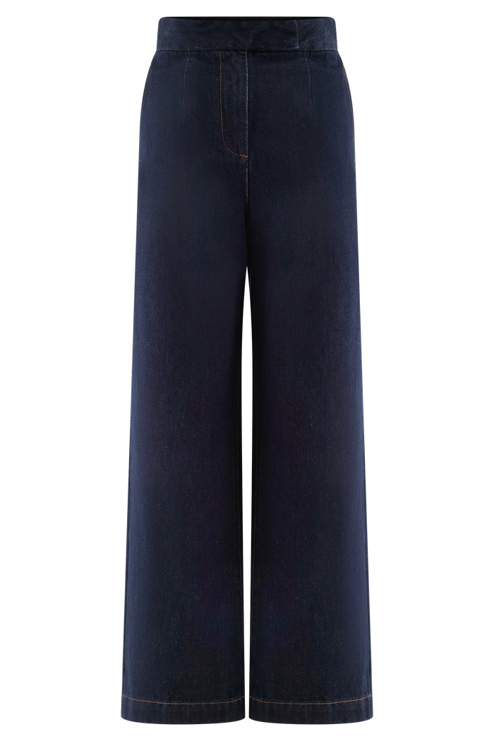 Rayne Wide Leg Denim Jeans - Indigo Blue
