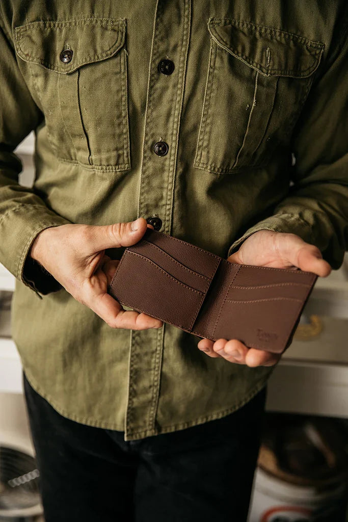 Recycled Leather Utility Bifold - Cognac