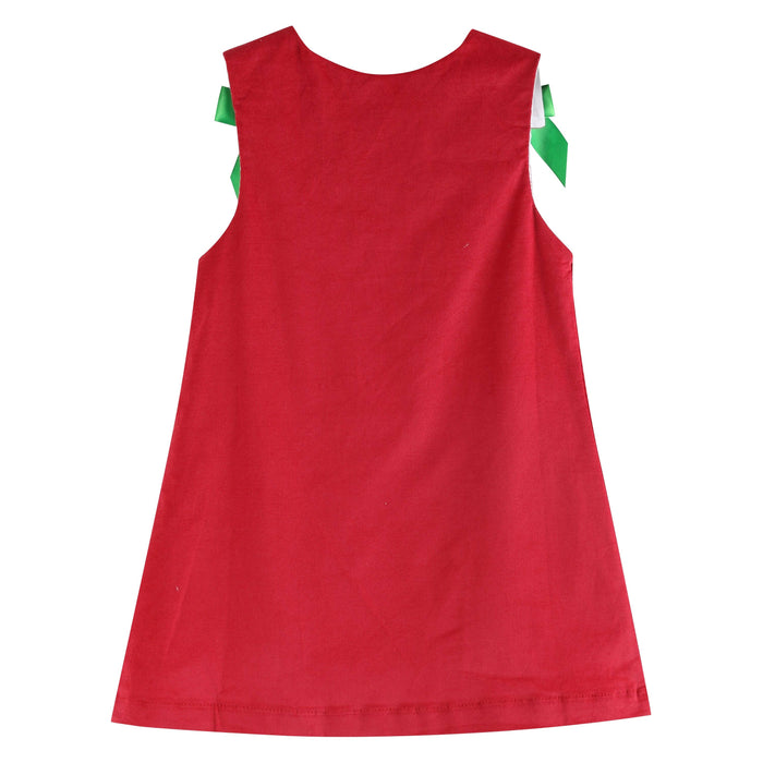 Red Corduroy Christmas Applique Bow Dress - Premium Baby & Toddler Dresses from Lil Cactus - Just $36.95! Shop now at Pat's Monograms