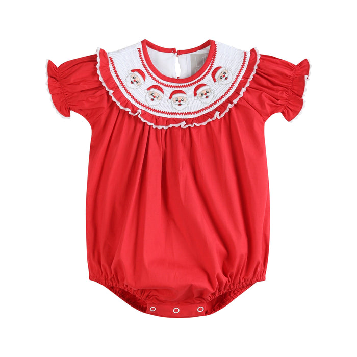 Red Santa Smocked Ruffle Romper - Premium Baby & Toddler Outfits from Lil Cactus - Just $37.95! Shop now at Pat's Monograms