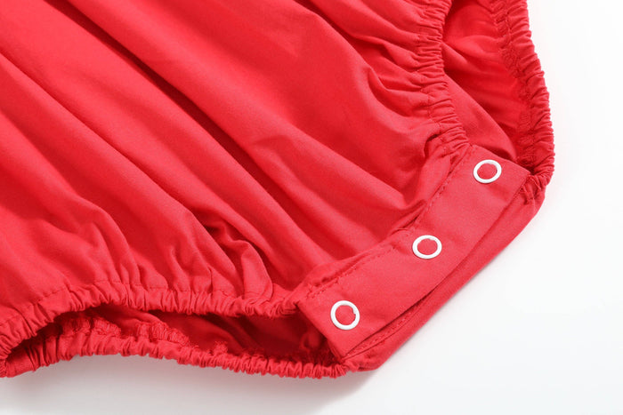 Red Santa Smocked Ruffle Romper - Premium Baby & Toddler Outfits from Lil Cactus - Just $37.95! Shop now at Pat's Monograms