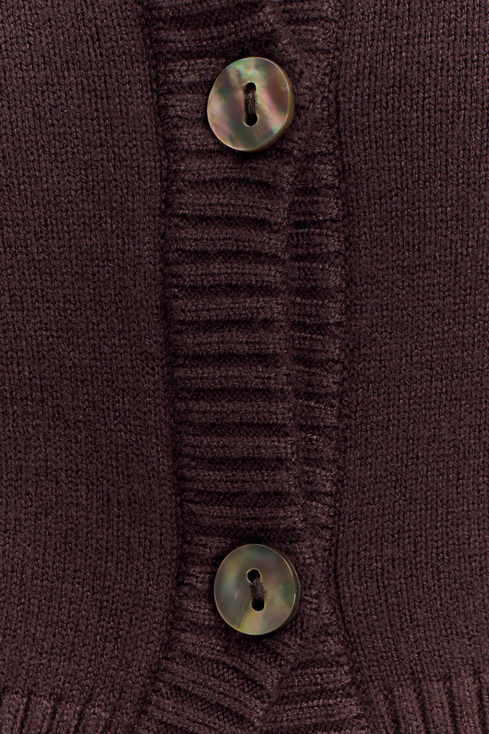 Reese Fitted Knit Cardigan - Dark Chocolate