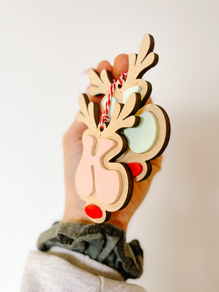 Reindeer Monogram Letter Ornament